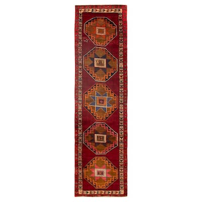 ECARPETGALLERY Hand-knotted Konya Anatolian Dark Red Wool Rug - 3'3 x 12'4