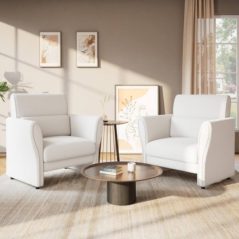 Modern Beige Couch, 57 Inch Deep Seat Loveseat Sofa with 2 Removable Lumbar Pillows, High Backrest