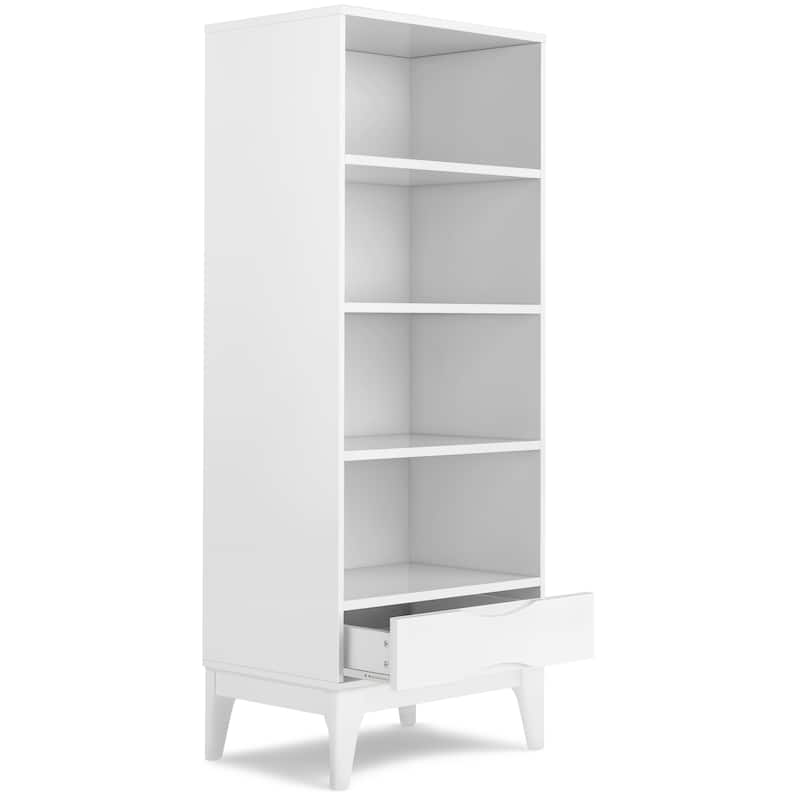 WYNDENHALL Pearson SOLID HARDWOOD 60 x 24 inch Mid Century Modern Bookcase with Storage - 24"w x 16"d x 60"h