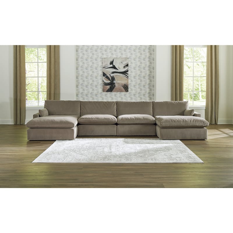 Signature Design by Ashley Sophie Brown 4-Piece Sectional with Chaise - 172"W x 67"D x 36"H