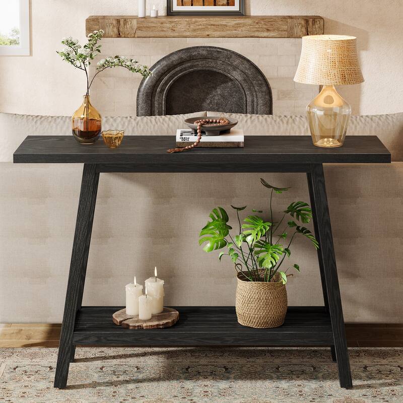 Solid Wood Console Table, Entryway Table with Storage Shelf, Couch Behind Sofa Table Hallway Foyer Accent Table