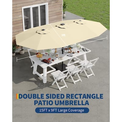 Coromose 15ft Large Patio Umbrella with Base, UV Protection, for Sun Safety