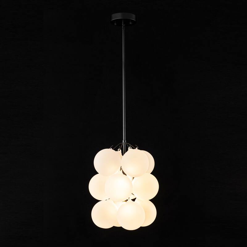 2-Light Modern Cluster Frosted Glass Globe Bubble Chandelier for Dining Room/Living Room