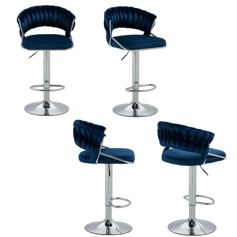 Modern Velvet Counter Bar Stools with Backs(Set of 4)