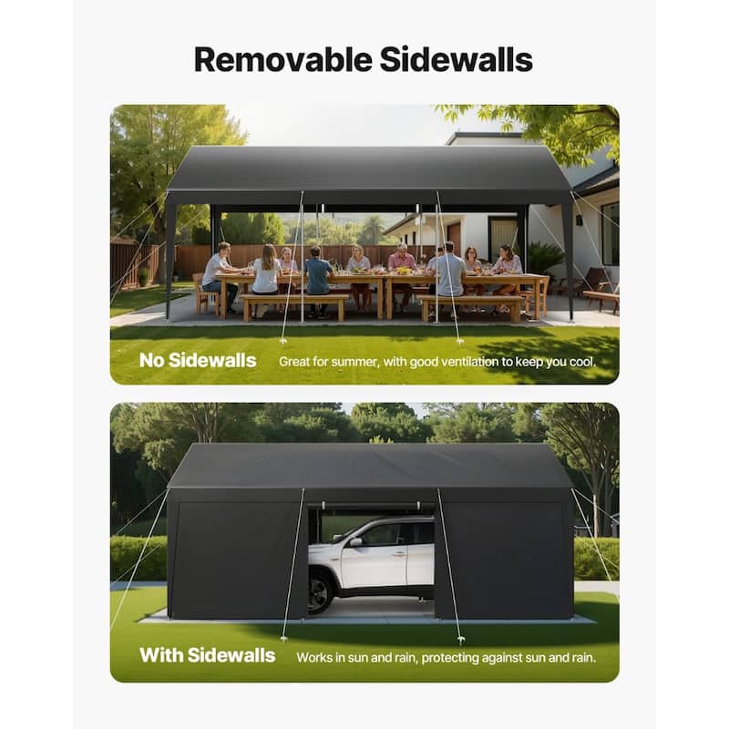 Galvanized Steel Portable Garage with Car Canopy and Sidewalls