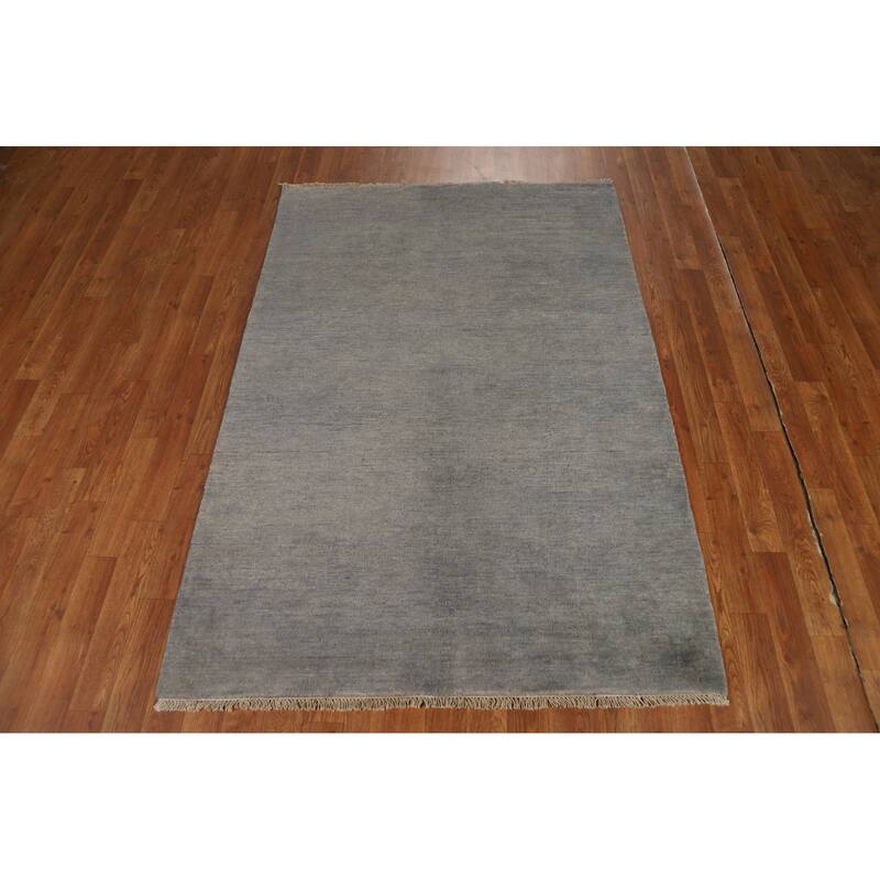 Hand Knotted Oriental 100% Wool Carpet Modern Modern Greys & Charcoal Gabbeh Area Rug - 5' 10'' X 4' 0''