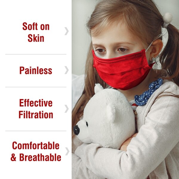 WeCare Disposable Face Mask, 3-Ply with Ear Loop (50 Individually Wrapped) - For KIDS