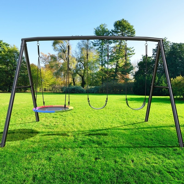 FLESHANDBLOOD Swing Big 2枚 ITOPFOX Metal Outdoor Swing Set Patio Swing with 2 Swing