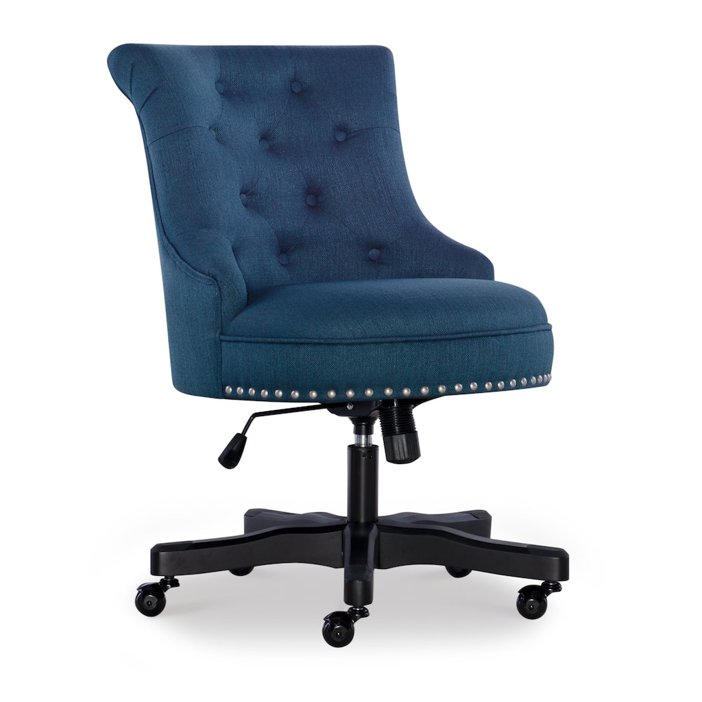 Tufted Plush Office Chair - 39" - Azure Blue and Black