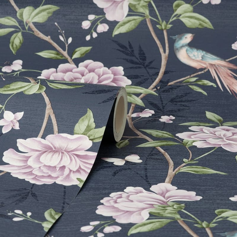 Fine Decor Akina Navy Floral Wallpaper