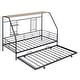preview thumbnail 1 of 11, Twin Metal House Bed with Trundle, Sturdy Bedframe w/Built-in Shelf and Grid for Kids Bedroom, Dorm, No Box Spring Needed, Black Black - Twin