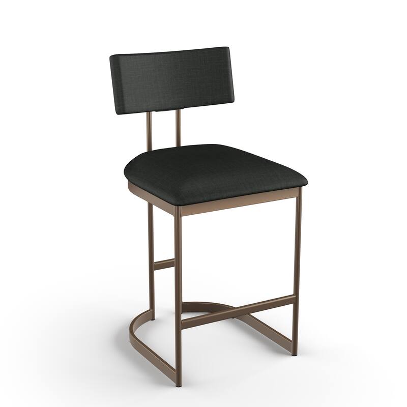 Amisco Lucio Counter and Bar Stool - Black Polyester / Bronze Metal - Counter Height