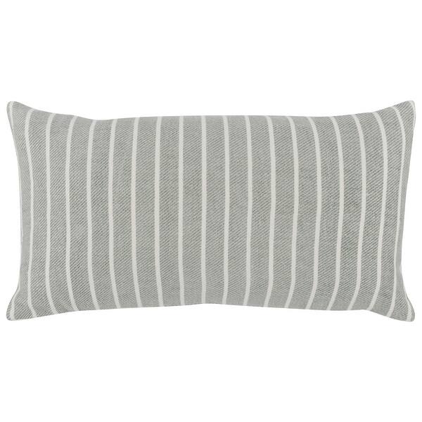 14 x 26 Accent Lumbar Pillow, Down, Striped Pattern, Gray, White Fabric