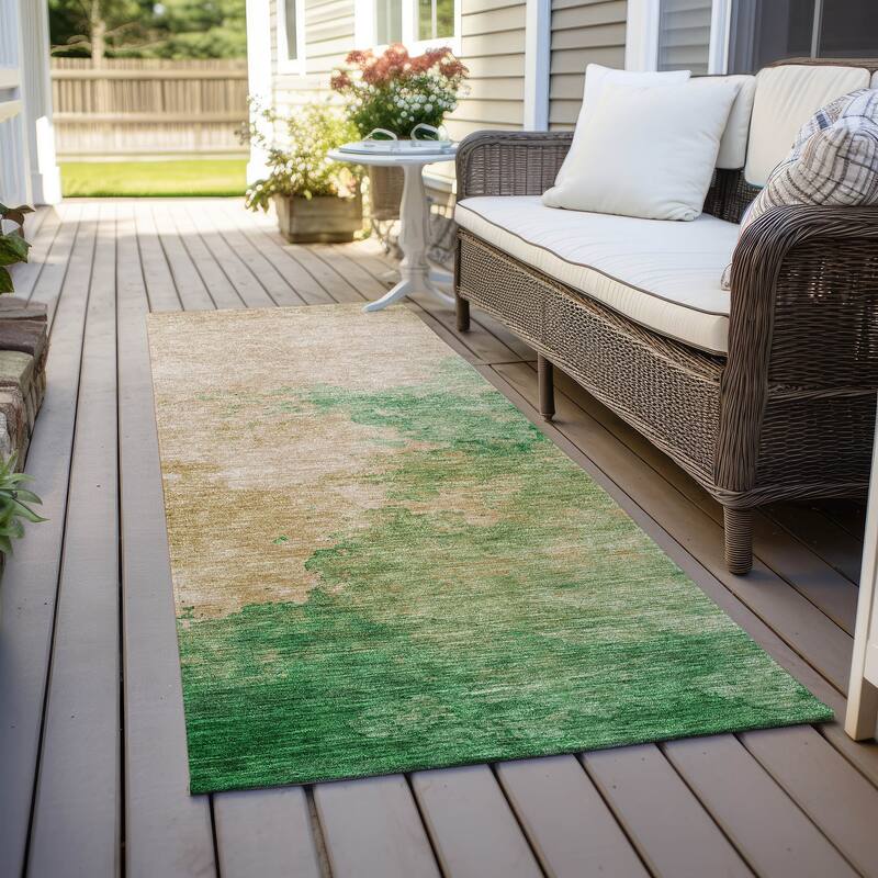 Machine Washable Indoor/ Outdoor Abstract Modern Chantille Rug