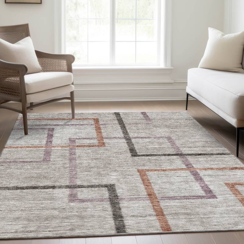 Machine Washable Indoor/ Outdoor Chantille Contemporary Geo Rug