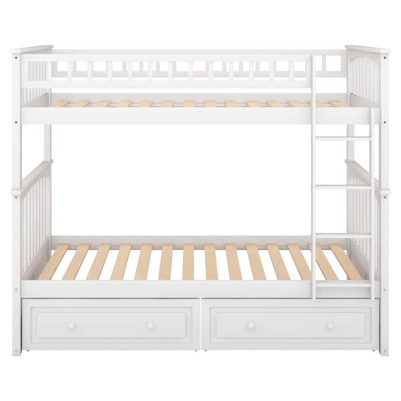 Twin over Twin Bunk Bed with Drawers, Convertible Beds, Gray(Old SKU: SM000240AAE-1)