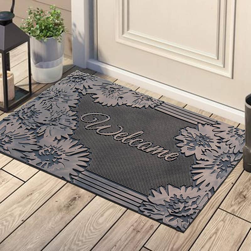 Welcome Rubber Pin Mat Copper Hand Finished Doormat 18" X30"