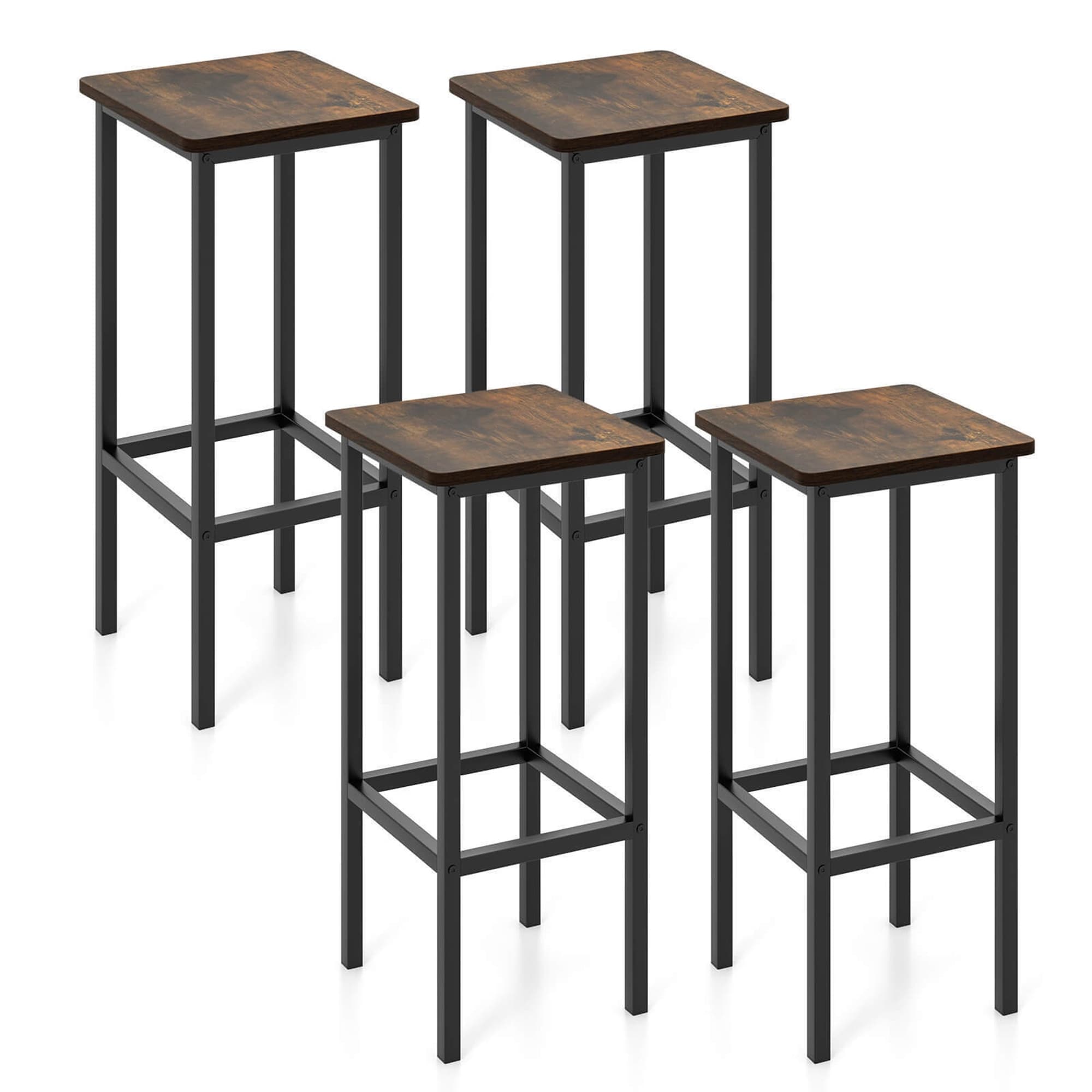 Gymax 4PCS 26'' Bar Stool Set w/Metal Frame Footrest Backless Counter