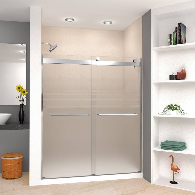 Brianna 60 in. W x 70 in. H By-Pass Frameless Shower Door with Frosted Glass - 56-60-in W x 70-in H