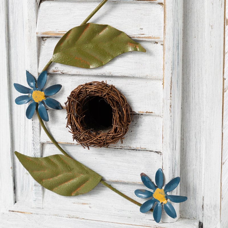 Glitzhome 24.25"H Oversized Washed Blue or White 3-Tiered Solid Wood Villa Decorative Outdoor Garden Birdhouse