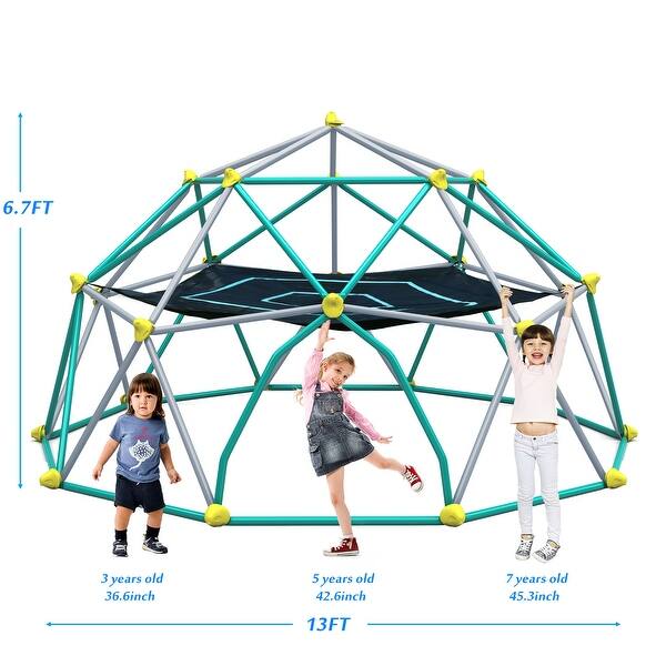 dimension image slide 1 of 2, 13ft Geometric Dome Climber Play Center with Rust & Uv Resistant, Supporting 1000lbs, Kids Jungle Gym Playground Indoor/Outdoor