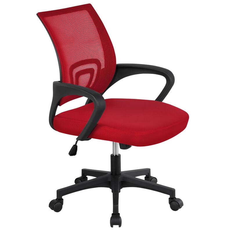 Yaheetech Adjustable Ergonomic Office Chair MidBack Mesh Swivel Chair - Red