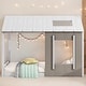 preview thumbnail 1 of 15, Modern Twin Size House Platform Kids Bed with Roof and Window, Solid Pine Wood Frame, Easy Assembly, White+Antique Grey White+Antique Grey