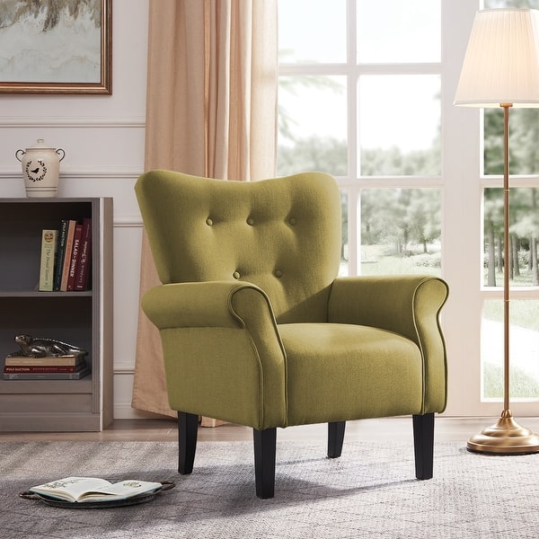 BELLEZE High-Back Chair Arm Seat Cushion W/ Wooden Leg (Avocado) - Standard - Overstock - 22693463