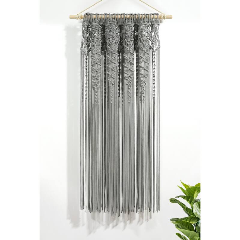 Lush Decor Boho Macrame Textured Cotton Window Curtain/Room Divider/Doorway/Wall Decor