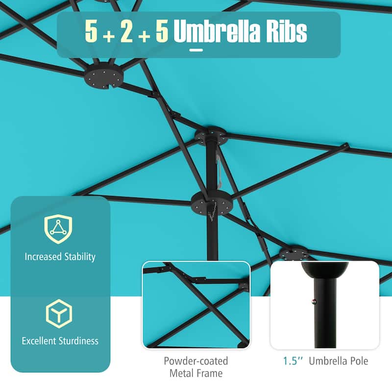 Gymax 13FT Double-sided Patio Umbrella w/ Crank Handle Umbrella Base