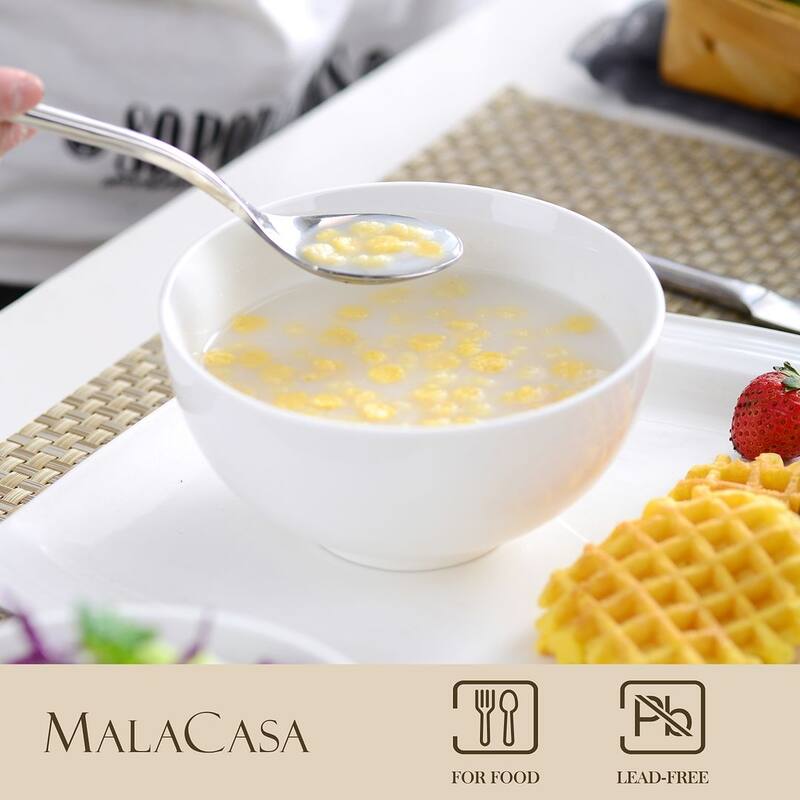 MALACASA 4 Piece Porcelain Soup Salad Bowls Set