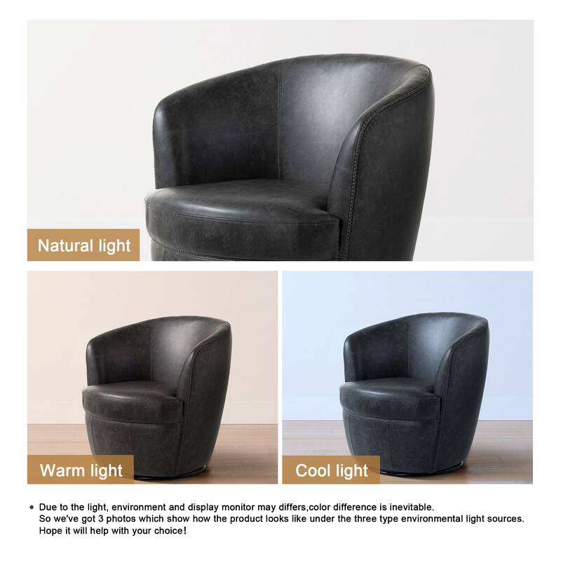 PU Leather Swivel Accent Chair Barrel Chair