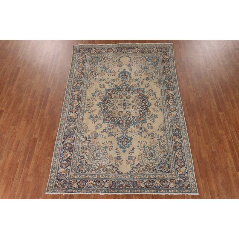 Tabriz Persian Vintage Rug Handmade Traditional Wool Carpet - 6'7"x 9'10"