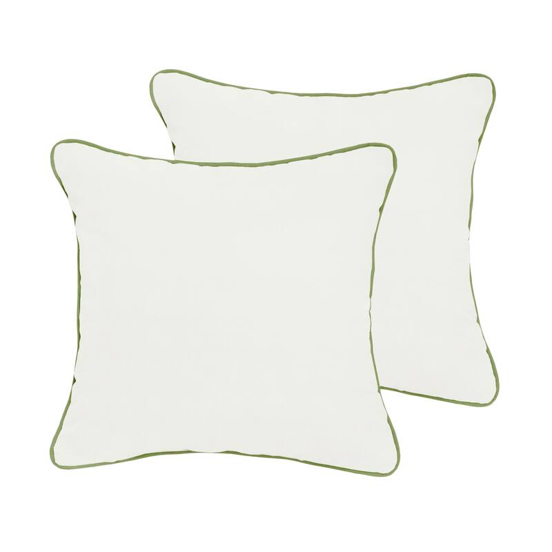 Sunbrella Canvas Natural/ Spectrum Cilantro Indoor/ Outdoor Pillow Set
