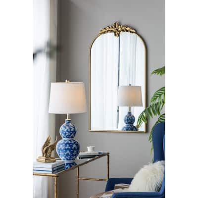 Arched Wall Mirror with Gold Metal Frame