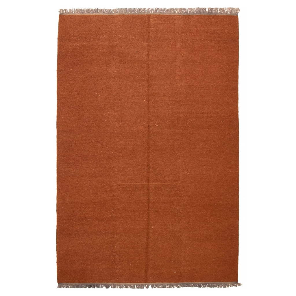 ECARPETGALLERY Flat-Weave Natural Brown Wool Tapestry Kilim - 6'8 x 9'10