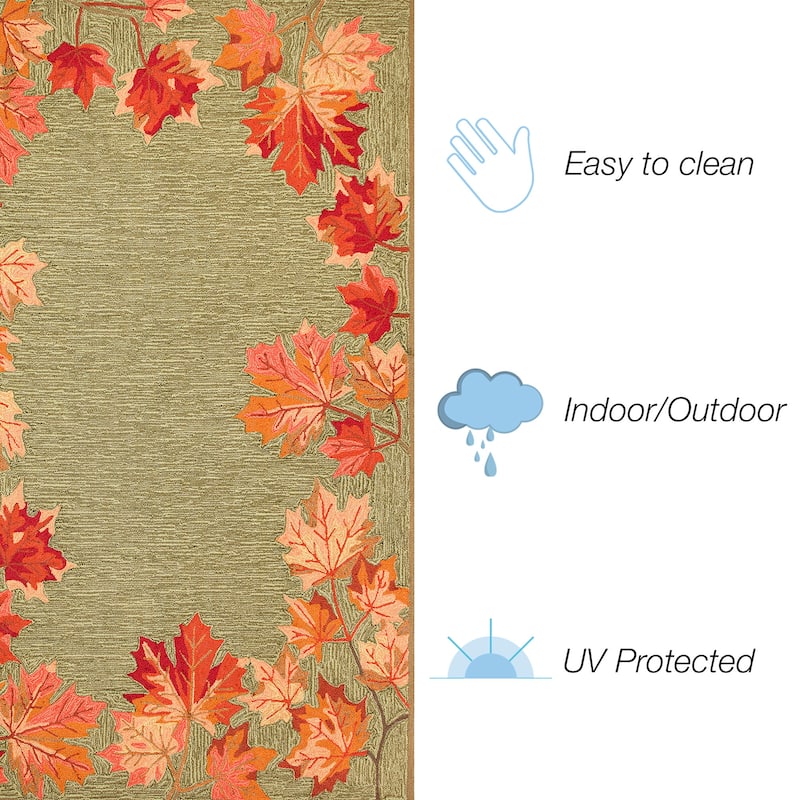 Liora Manne Ravella Falling Leaves Border Indoor/Outdoor Rug