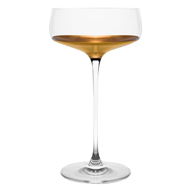 Barski Handmade Glass Champagne Saucer with Gold Dipped Bottom