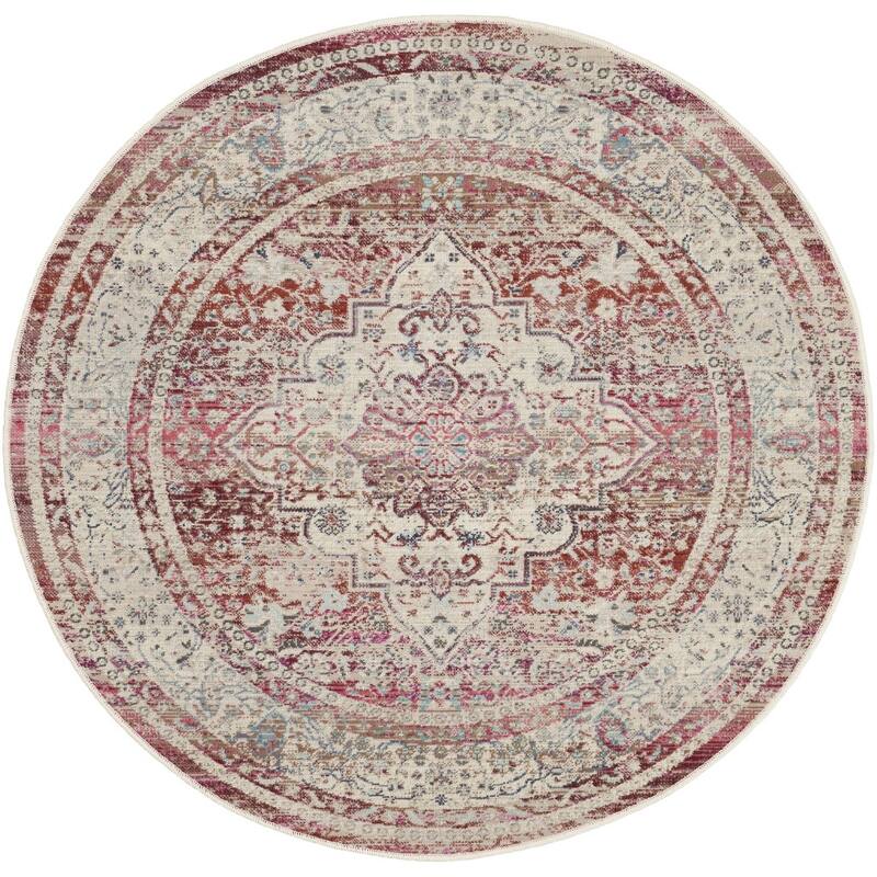 HomeRootsFloral Transitional Round Area Rug - 48' X '48' X '0.5