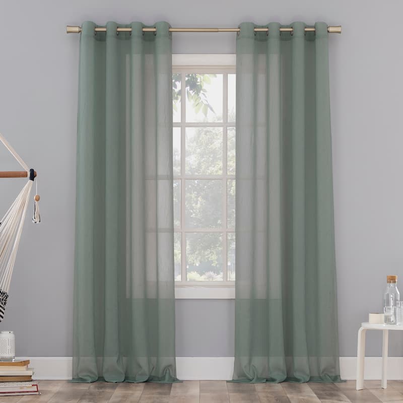 No. 918 Erica Crushed Voile Sheer Grommet Curtain Panel, Single Panel
