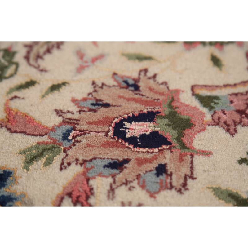 Vegetable Dye Ivory Tabriz Chinese Area Rug Handmade Wool Carpet - 8'2"x 10'7"