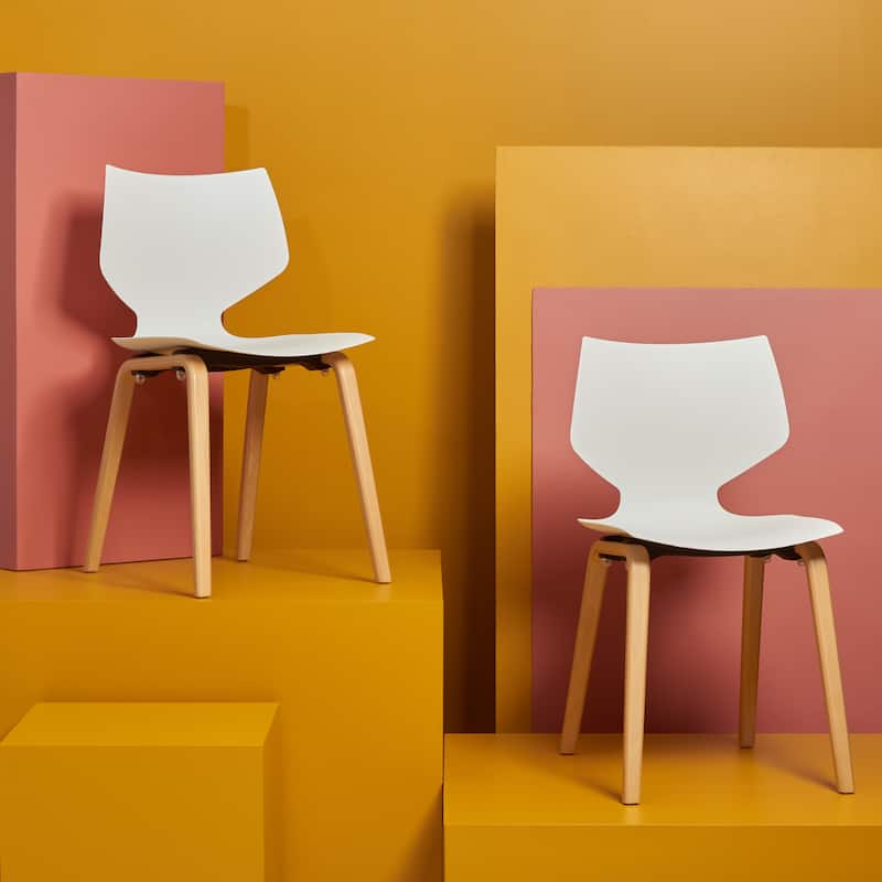 SAFAVIEH Couture Torunn Molded Plastic Dining Chair (Set of 2) - 17Wx21Dx32H - White/Natural