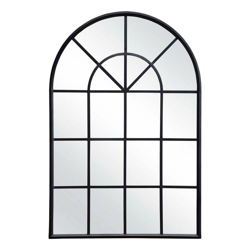 Black Arched Window Mirror with Metal Frame, Cathedral Mirror for Living Room,Bedroom
