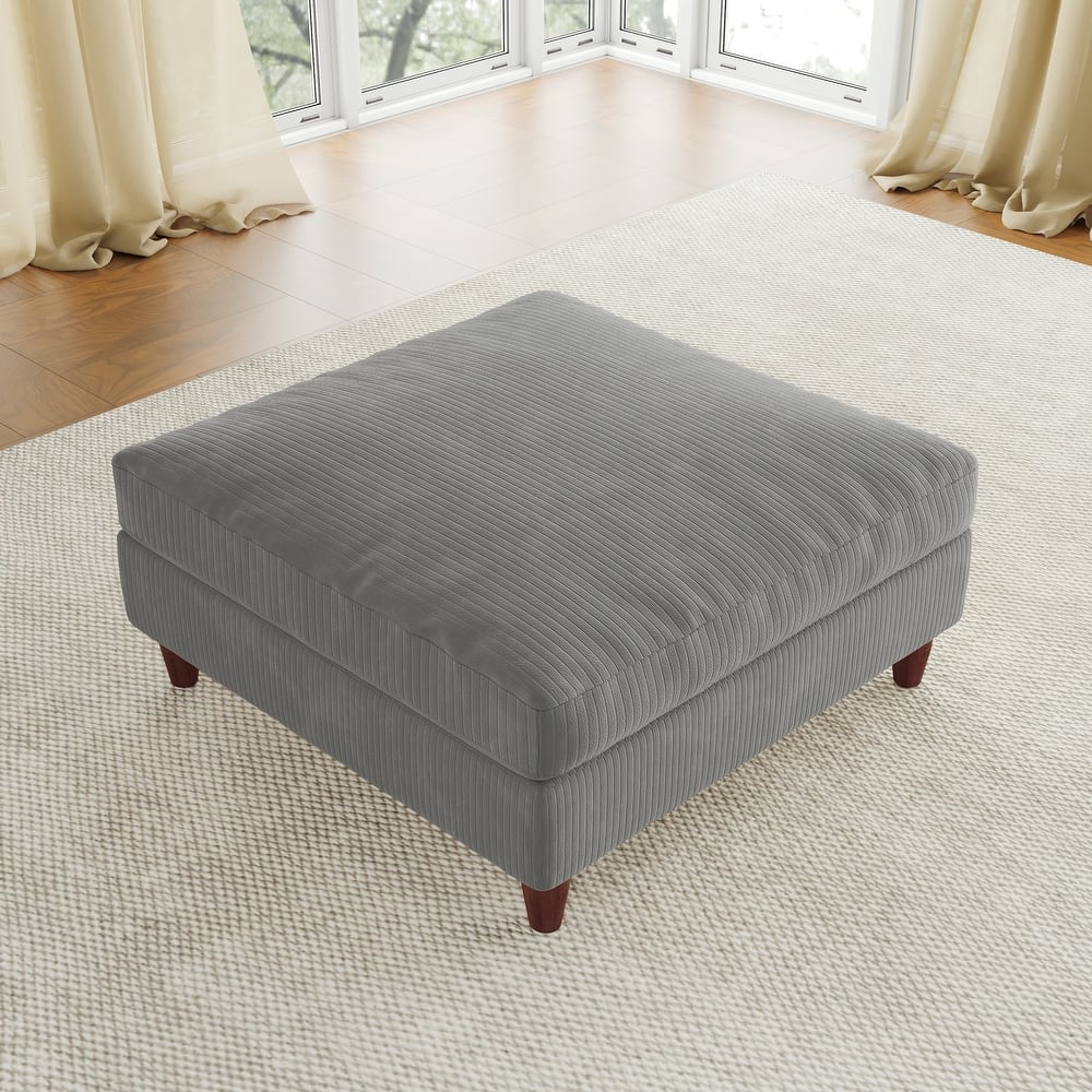 38.13" Wide Square Corduroy Ottoman