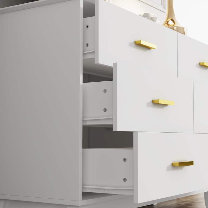 6 Drawer Dresser Modern Wood Storage Chest of Drawers for Living Room