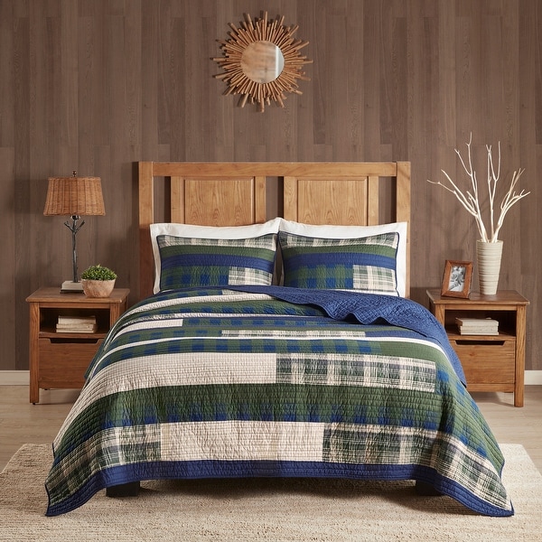Woolrich Spruce Hill Green Oversized Cotton Quilt Set. Opens flyout.