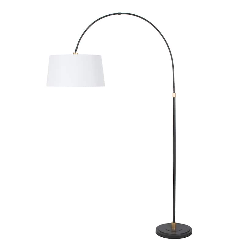 78" Metal Floor Lamp with Linen Shade, Black