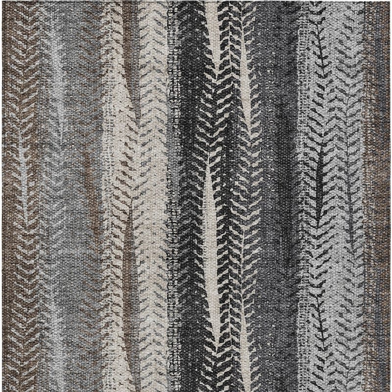 HomeRoots Botanical Leaves Transitional Rectangle Outdoor Rug