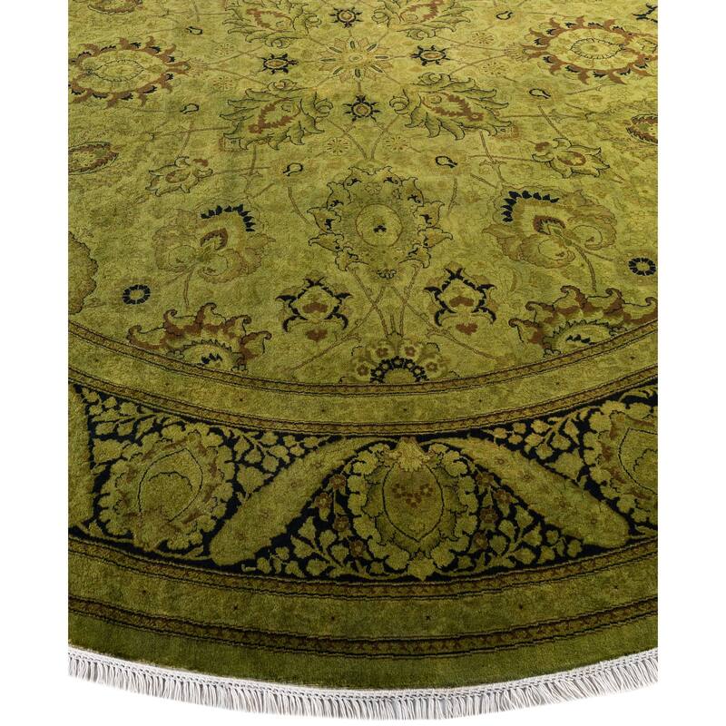 Overdyed One-of-a-Kind Hand-Knotted Area Rug - Green - 9' 1" x 9' 1"