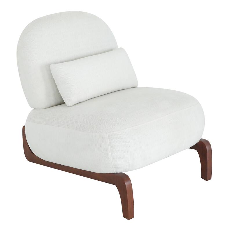 Cute Velvet Accent Chair with Solid Wood Legs and Soft Cushion